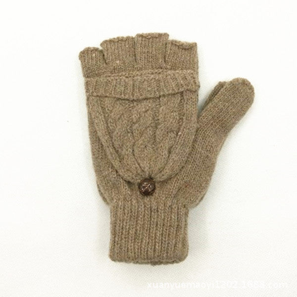 Women's & Men's Wool Snowflake Flip Warm Half Finger Gloves