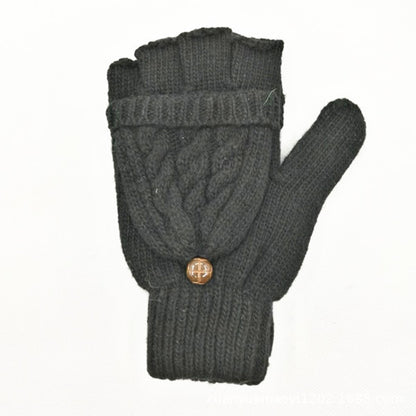 Women's & Men's Wool Snowflake Flip Warm Half Finger Gloves