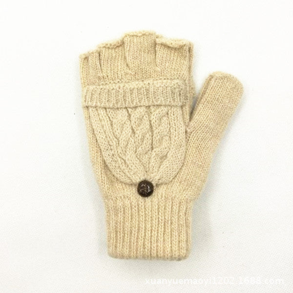 Women's & Men's Wool Snowflake Flip Warm Half Finger Gloves