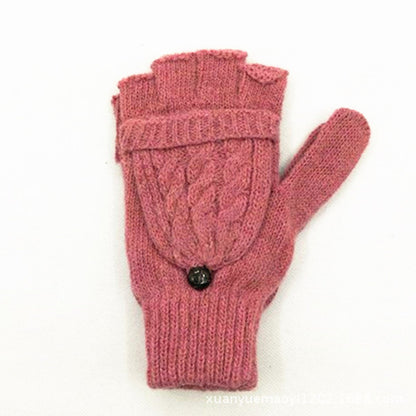 Women's & Men's Wool Snowflake Flip Warm Half Finger Gloves