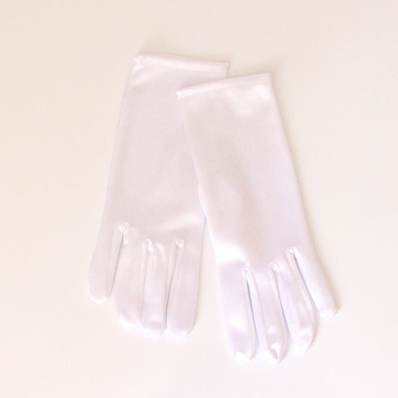 Women's Short Sunscreen Satin Cloth Dance Performance Show Gloves