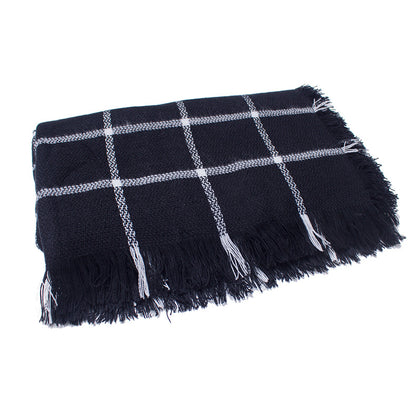 White Plaid Red Artificial Cashmere Air Scarfs