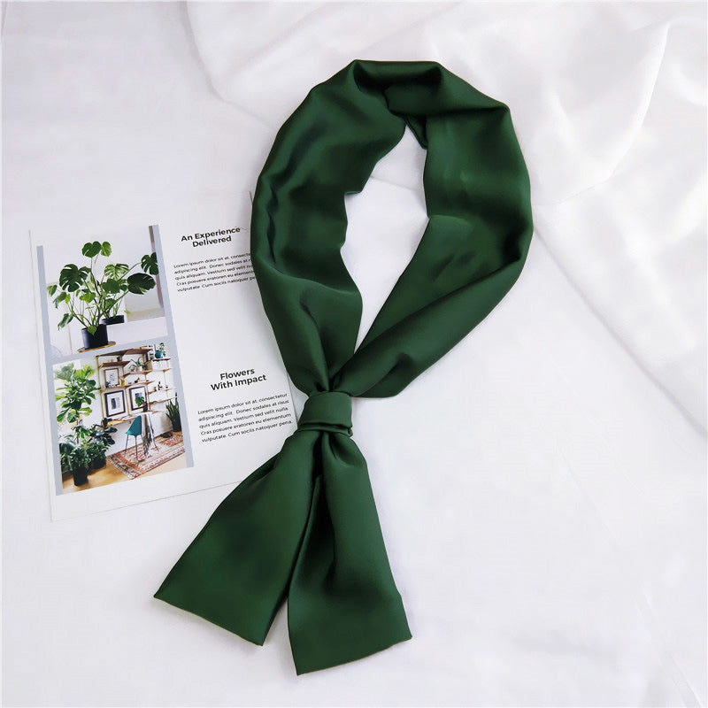 Women's Solid Color Long Small Silk Autumn Summer Scarfs