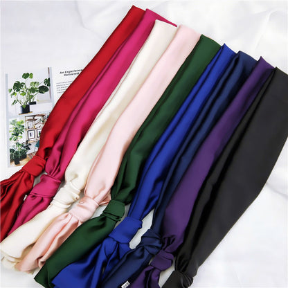 Women's Solid Color Long Small Silk Autumn Summer Scarfs