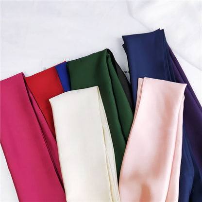 Women's Solid Color Long Small Silk Autumn Summer Scarfs