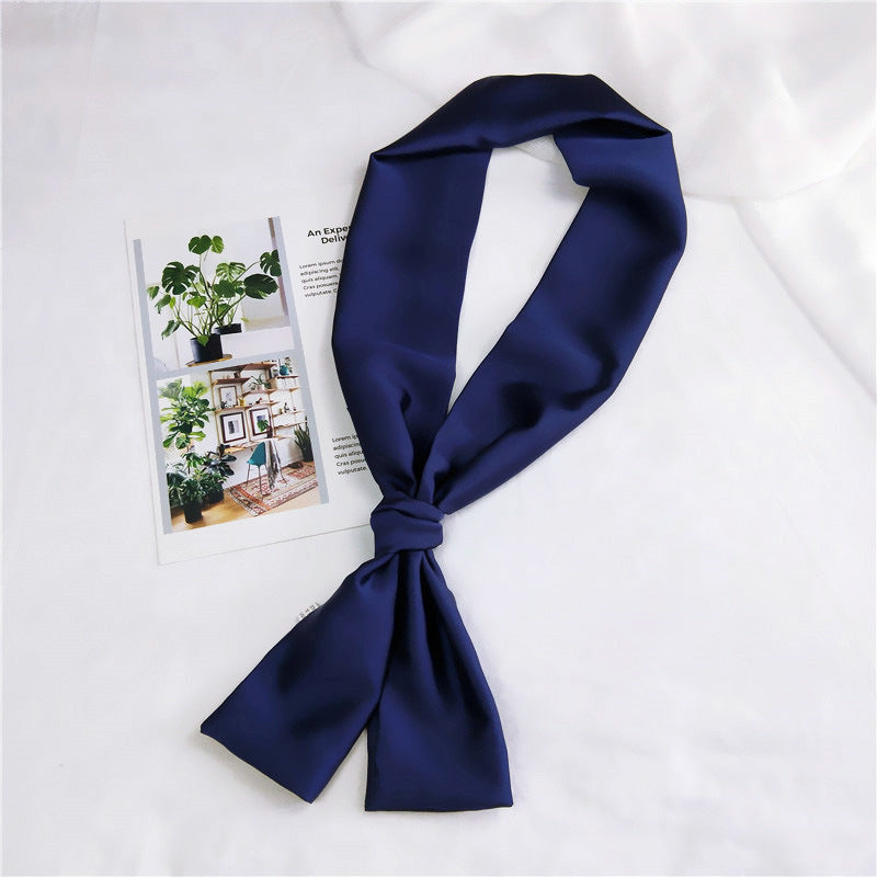 Women's Solid Color Long Small Silk Autumn Summer Scarfs