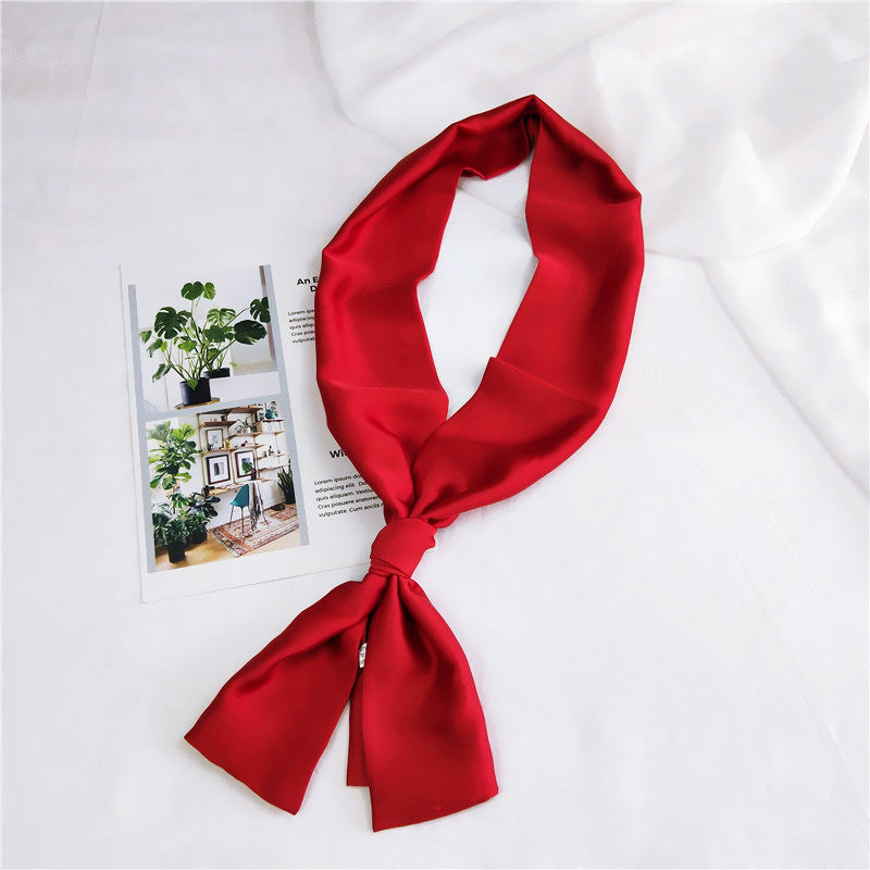 Women's Solid Color Long Small Silk Autumn Summer Scarfs