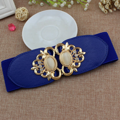 Women's Versatile Waist Seal Elastic Waistband Fashion Double Opal Belts