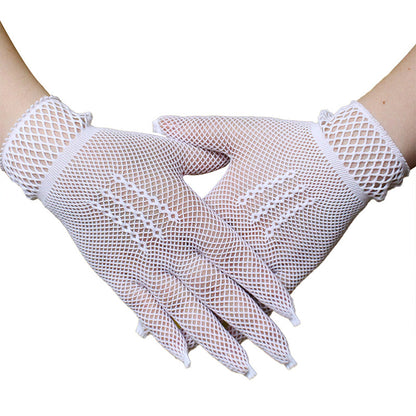 Fishnet Nightclub Sexy Mesh Short Bridal Wedding Summer Gloves