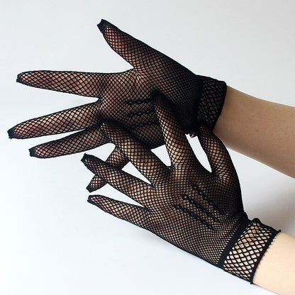 Fishnet Nightclub Sexy Mesh Short Bridal Wedding Summer Gloves