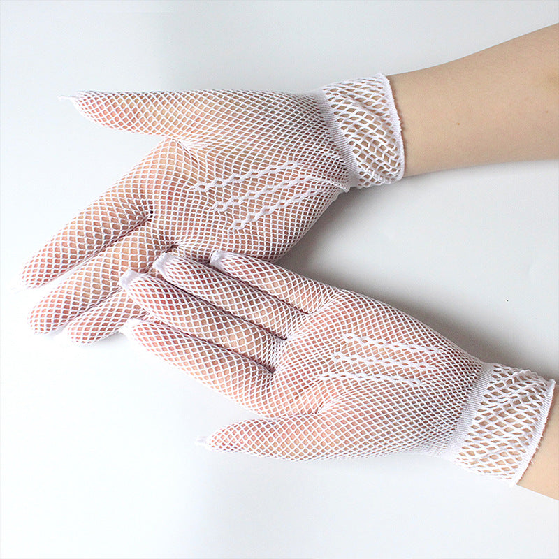 Fishnet Nightclub Sexy Mesh Short Bridal Wedding Summer Gloves