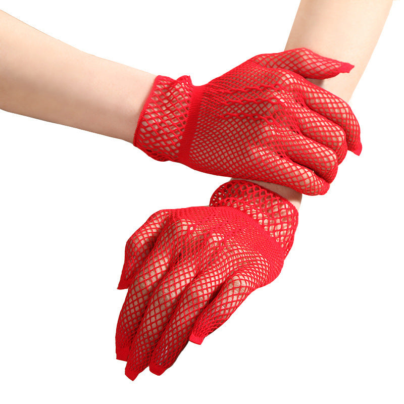 Fishnet Nightclub Sexy Mesh Short Bridal Wedding Summer Gloves