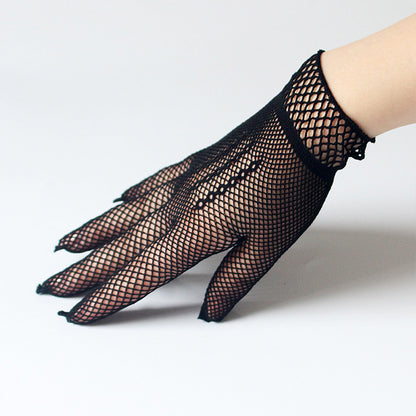 Fishnet Nightclub Sexy Mesh Short Bridal Wedding Summer Gloves