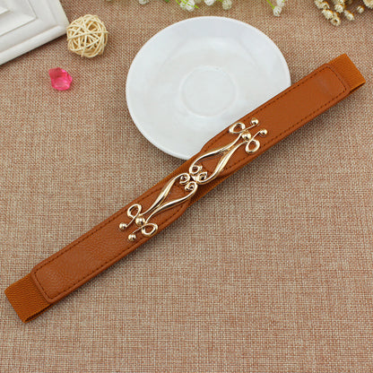 Women's Thin Dress Pair Of Buckles Elastic Belts