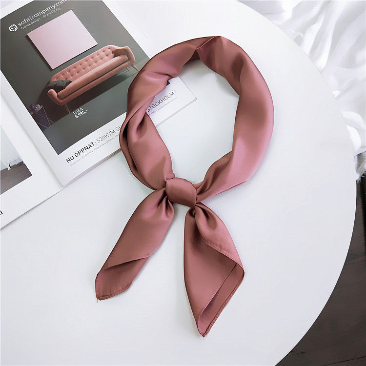 Women's Solid Color Small Square Towel Silk Scarfs