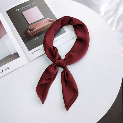 Women's Solid Color Small Square Towel Silk Scarfs