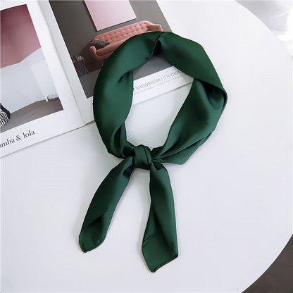 Women's Solid Color Small Square Towel Silk Scarfs