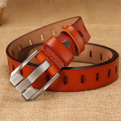 Women's Genuine Leather Retro Pin Buckle Cowhide Belts