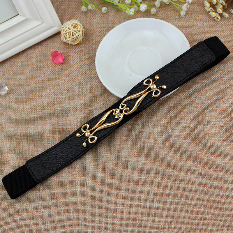 Women's Thin Dress Pair Of Buckles Elastic Belts