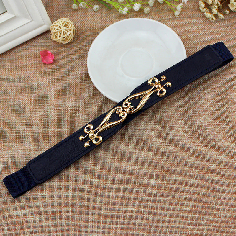 Women's Thin Dress Pair Of Buckles Elastic Belts