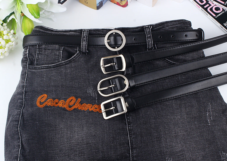 Women's Korean Simple Round Buckle Personality Pant Belts