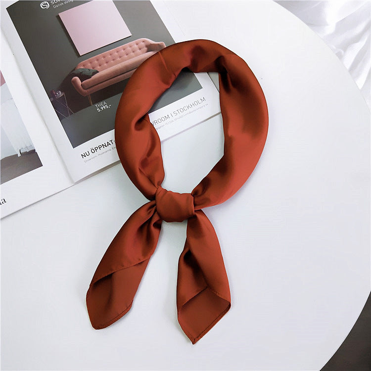 Women's Solid Color Small Square Towel Silk Scarfs