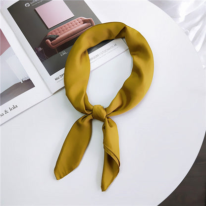 Women's Solid Color Small Square Towel Silk Scarfs