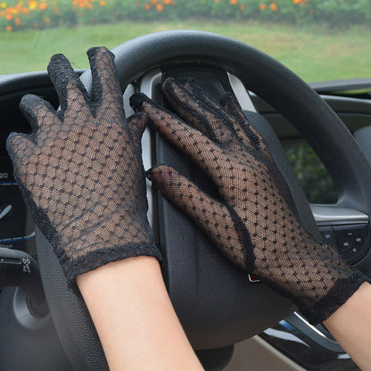 Women's Sexy Black Five-finger Driving Sun Protection Gloves