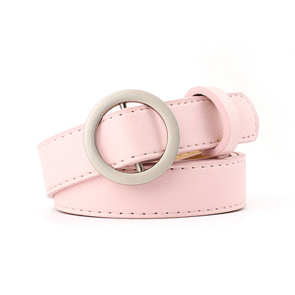 Women's Round Buckle Decoration Jeans Female Pant Belts