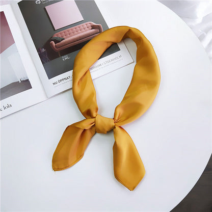 Women's Solid Color Small Square Towel Silk Scarfs