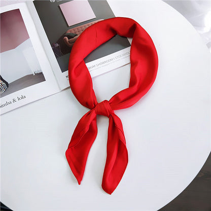 Women's Solid Color Small Square Towel Silk Scarfs