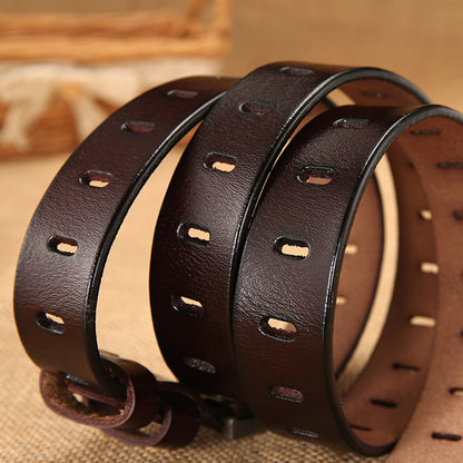 Women's Genuine Leather Retro Pin Buckle Cowhide Belts