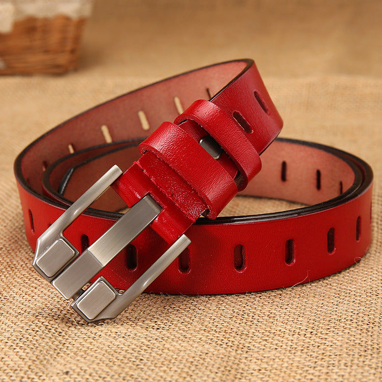 Women's Genuine Leather Retro Pin Buckle Cowhide Belts