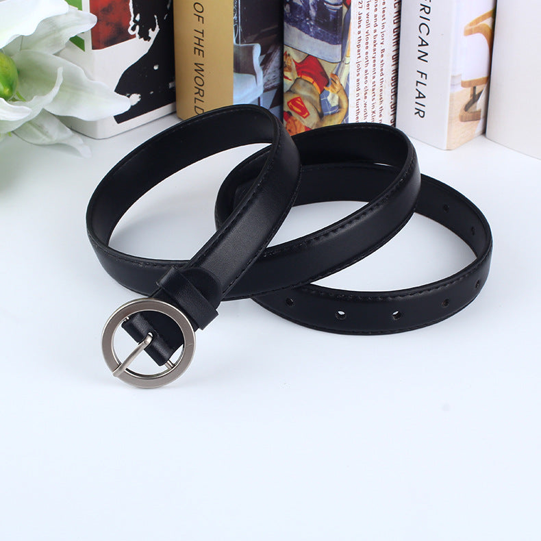 Women's Korean Simple Round Buckle Personality Pant Belts