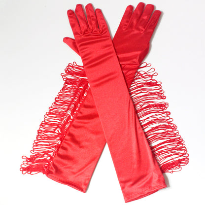 Long Satin Latin Dance For Performance Gloves