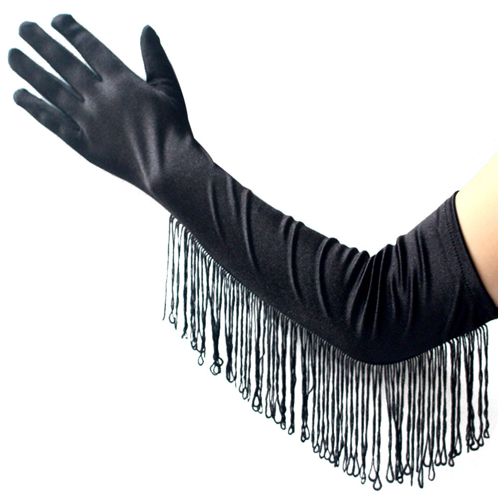 Long Satin Latin Dance For Performance Gloves