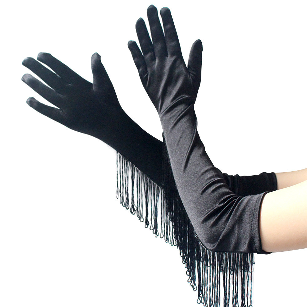 Long Satin Latin Dance For Performance Gloves