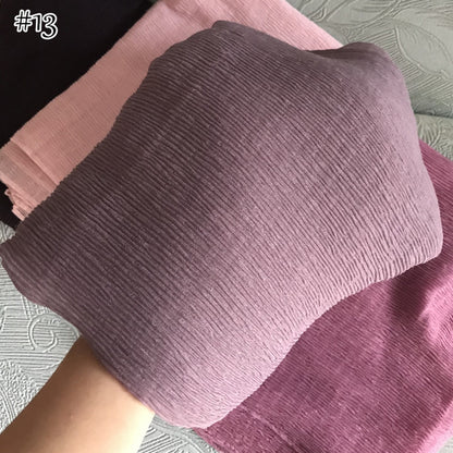 Women's Solid Color Cotton Linen Comfortable Crumpled Scarfs