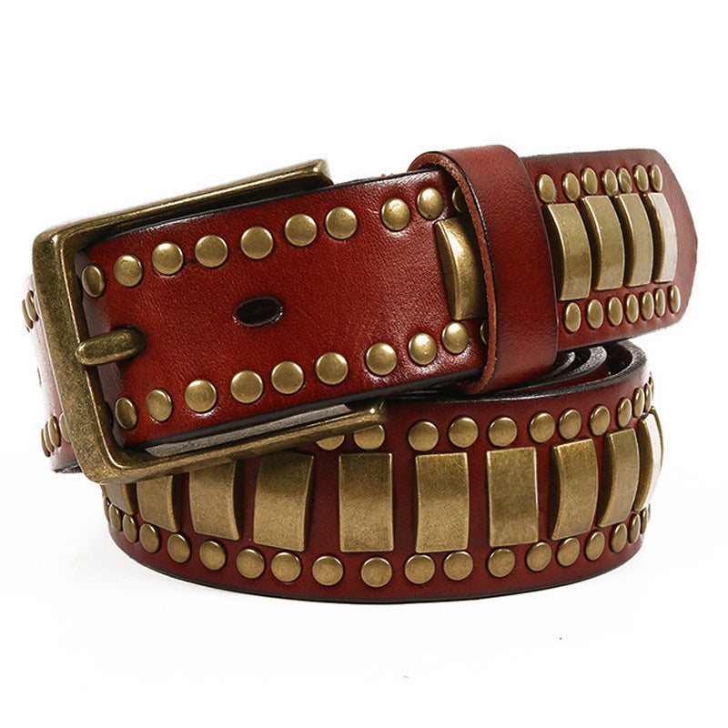 Women's & Men's First Layer Cowhide Neutral Pin Buckle Personality Belts