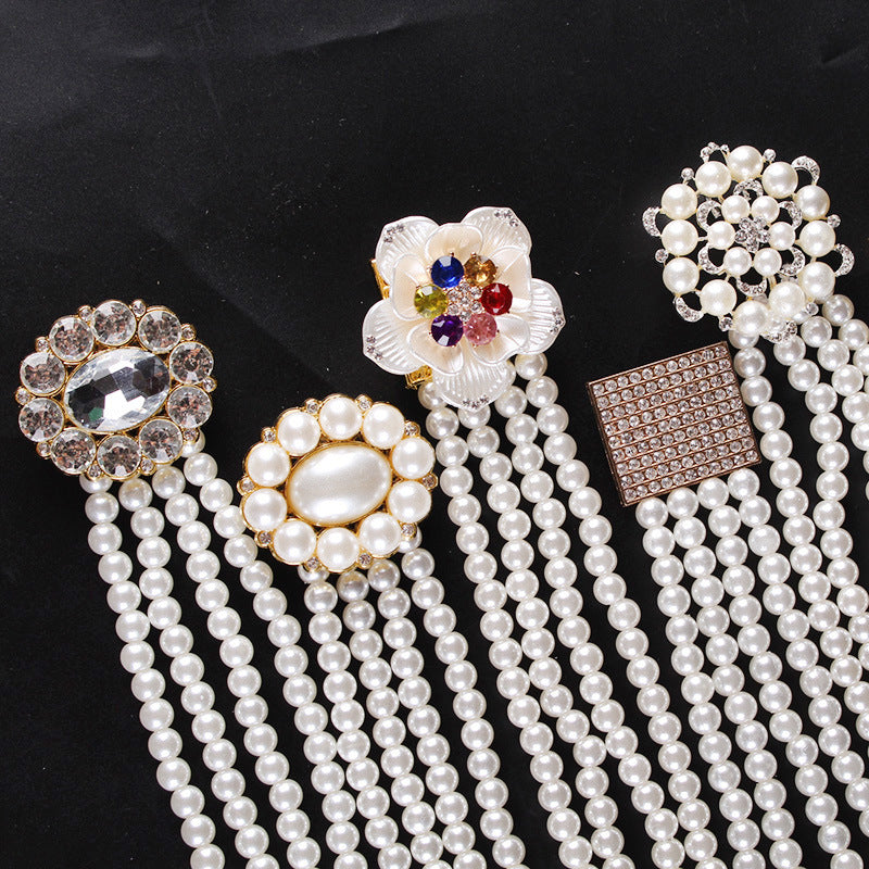 Women's Elegant Four Rows Of Pearls Decorative Retro Belts