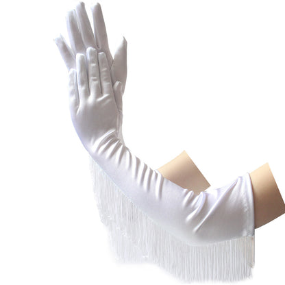 Long Satin Latin Dance For Performance Gloves