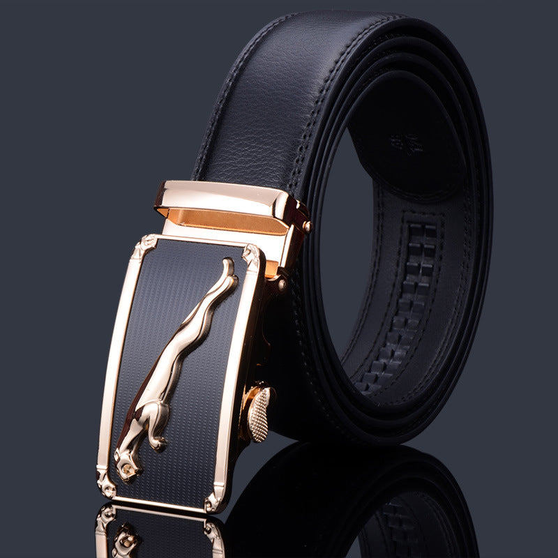 Men's Leather Automatic Buckle Cowhide Business Pant Belts