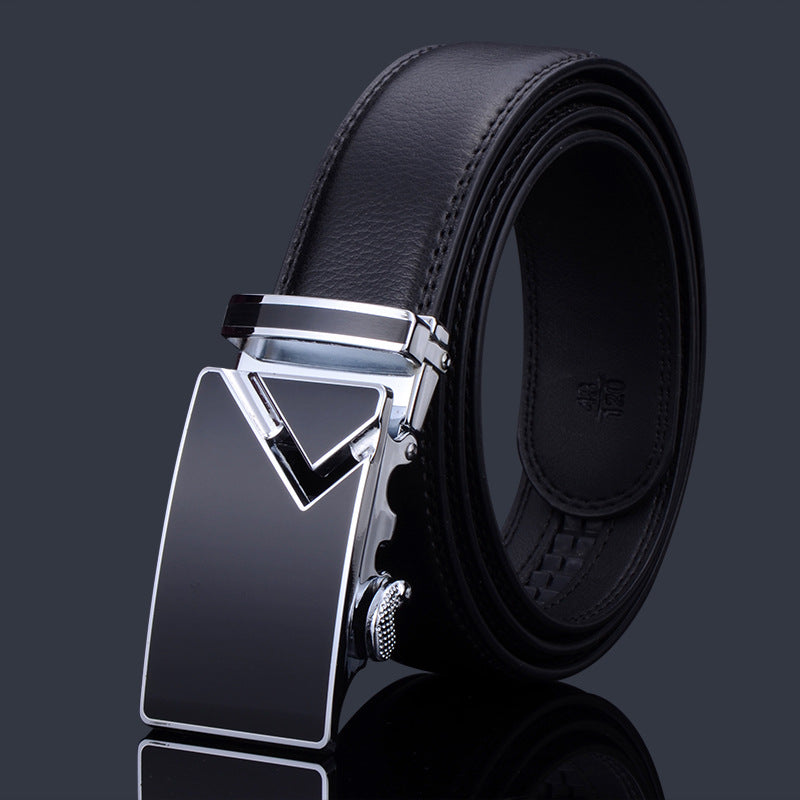 Men's Leather Automatic Buckle Cowhide Business Pant Belts