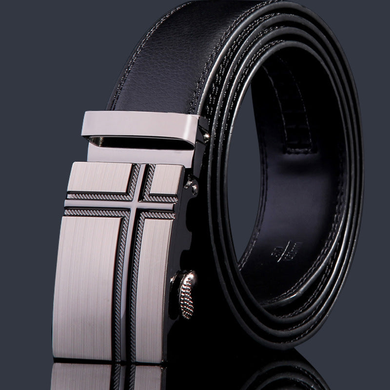 Men's Leather Automatic Buckle Cowhide Business Pant Belts