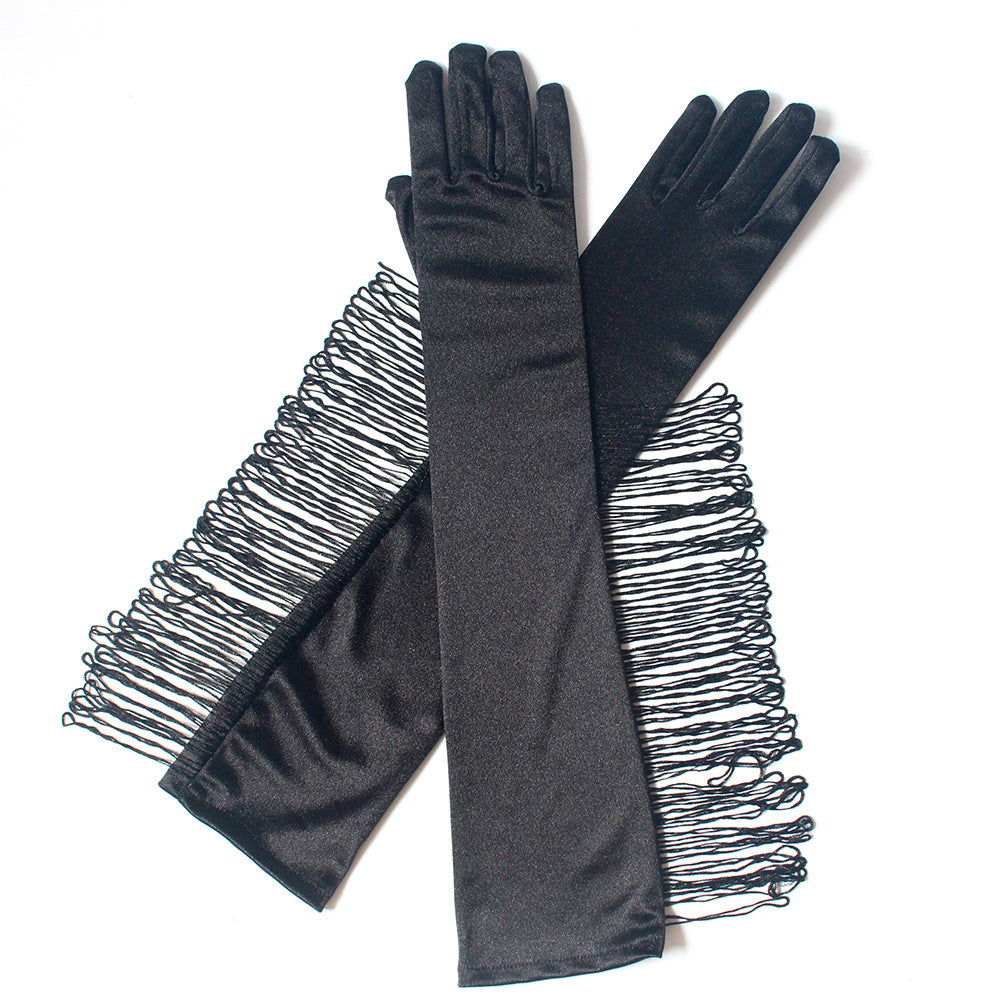 Long Satin Latin Dance For Performance Gloves