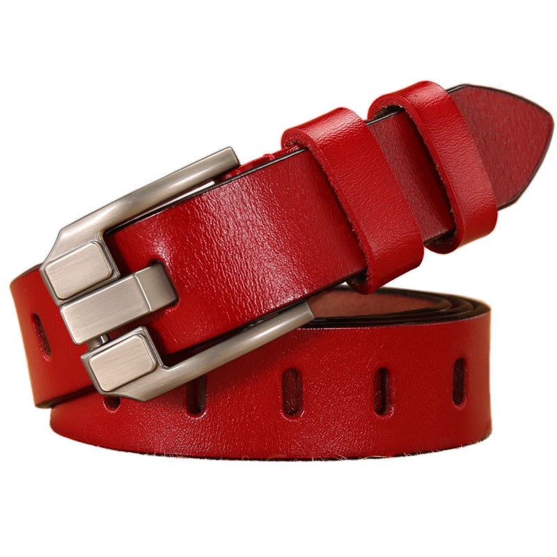 Women's Genuine Leather Retro Pin Buckle Cowhide Belts