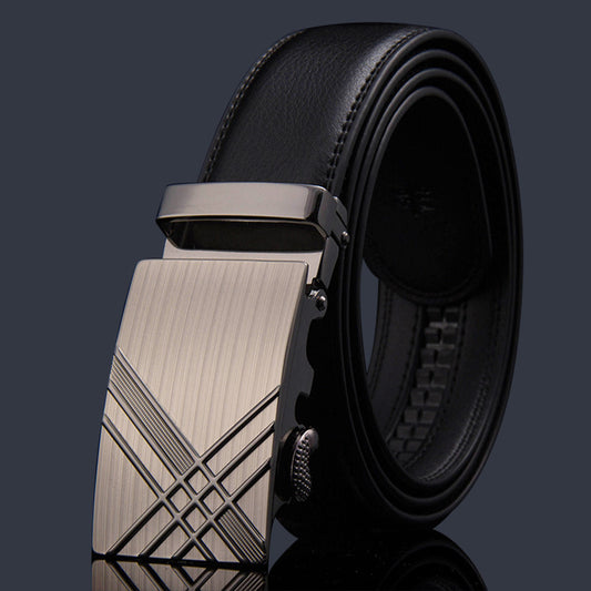 Men's Leather Automatic Buckle Cowhide Business Pant Belts