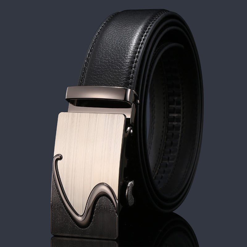 Men's Leather Automatic Buckle Cowhide Business Pant Belts