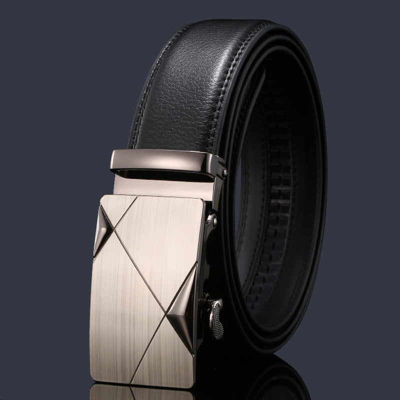 Men's Leather Automatic Buckle Cowhide Business Pant Belts