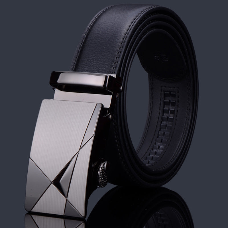 Men's Leather Automatic Buckle Cowhide Business Pant Belts